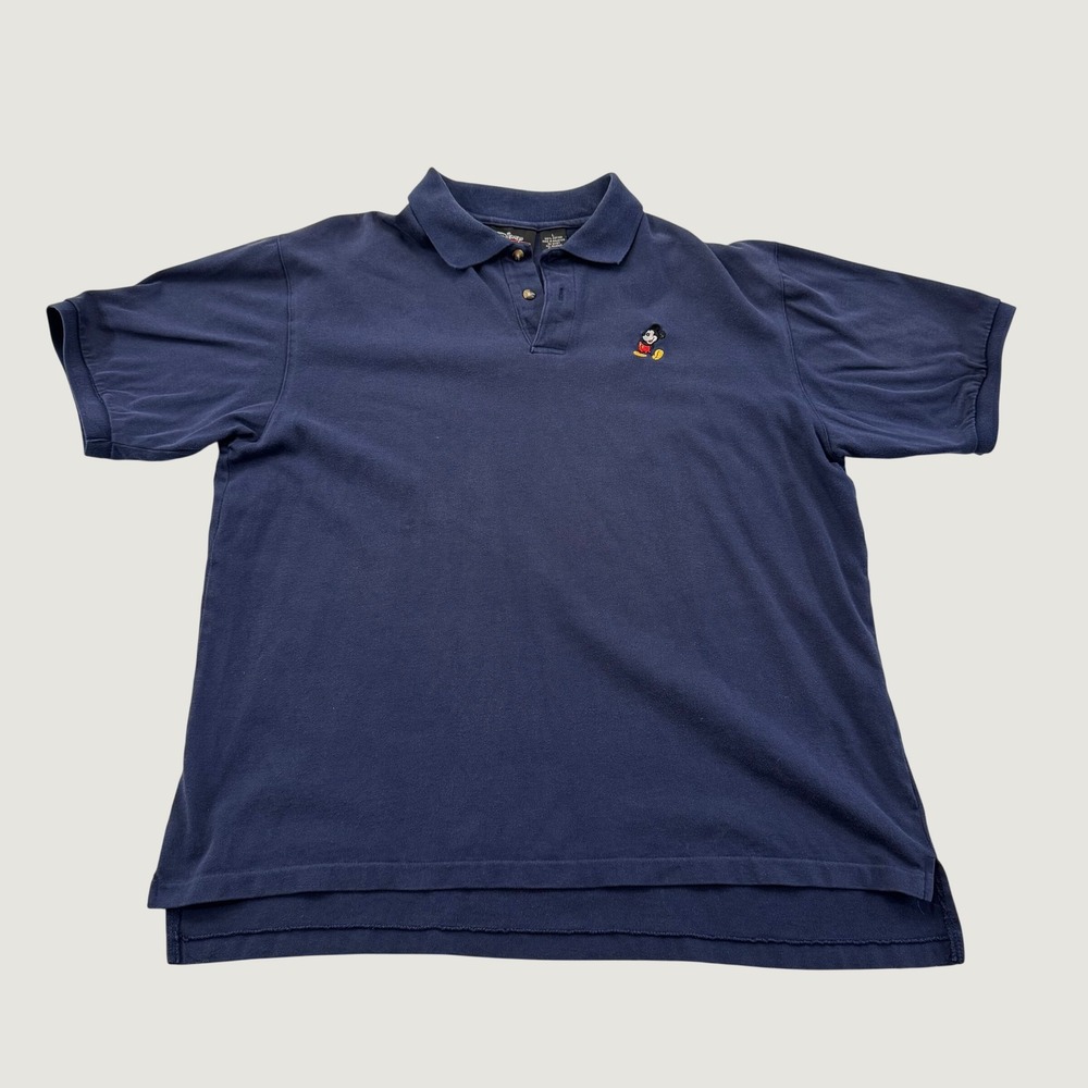 Disney Originals Mickey Mouse Polo Shirt Mens Large Navy Blue Cotton Embroidered